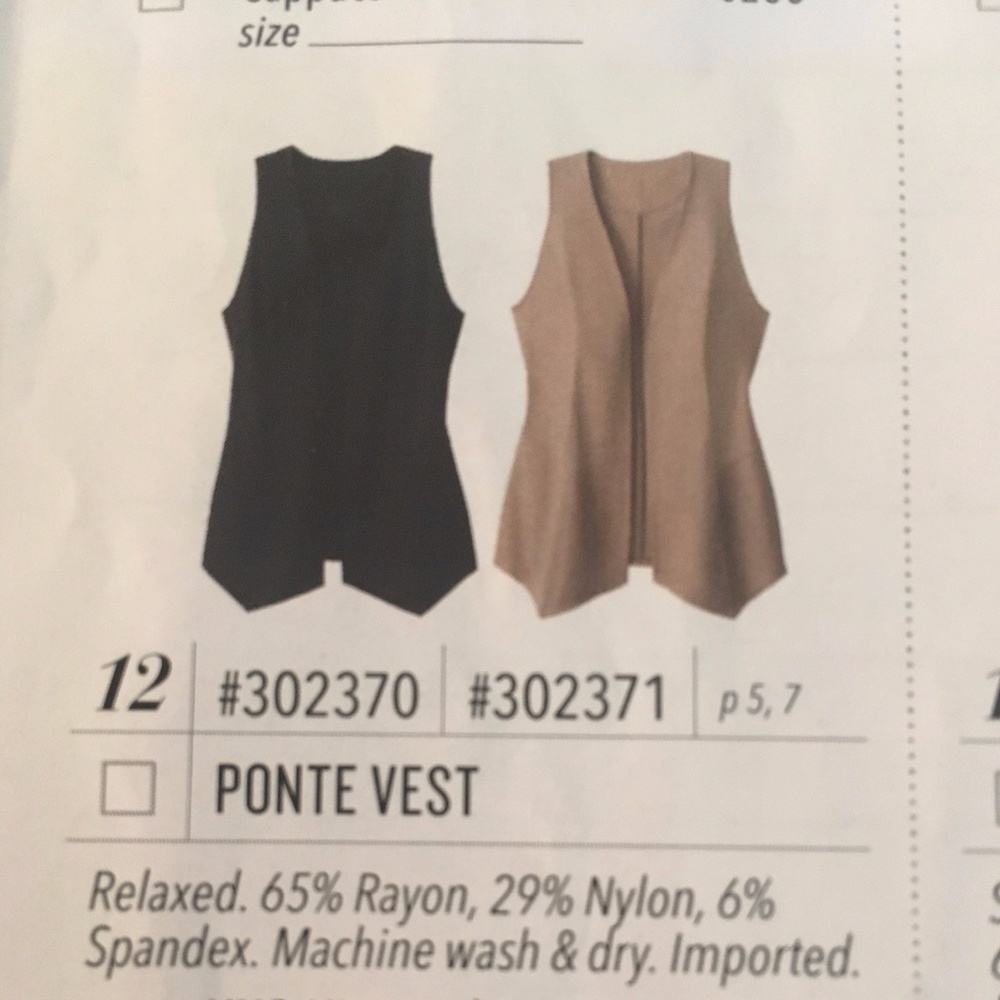 Jockey Ponte Vest in Cappuccino only, size M and L